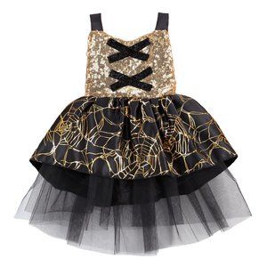 Spiderweb Sequin Little Princess Costume Tulle Girl Dress